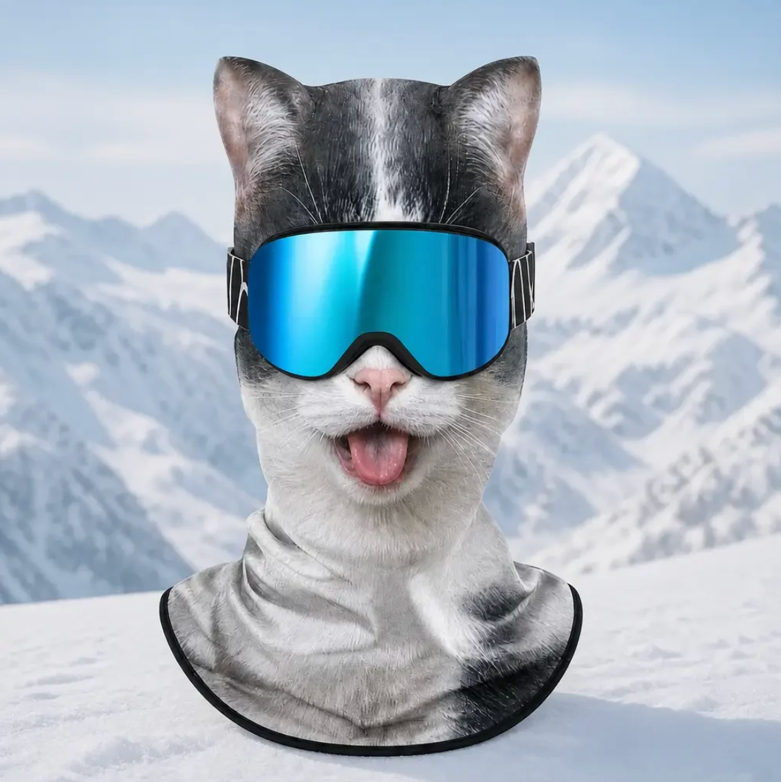 Grey Cat Animal Ski Mask